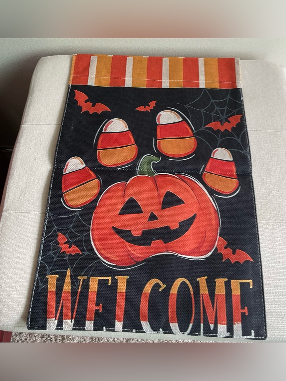Halloween Jack-O'-Lantern Candy Corn Welcome Garden Flag